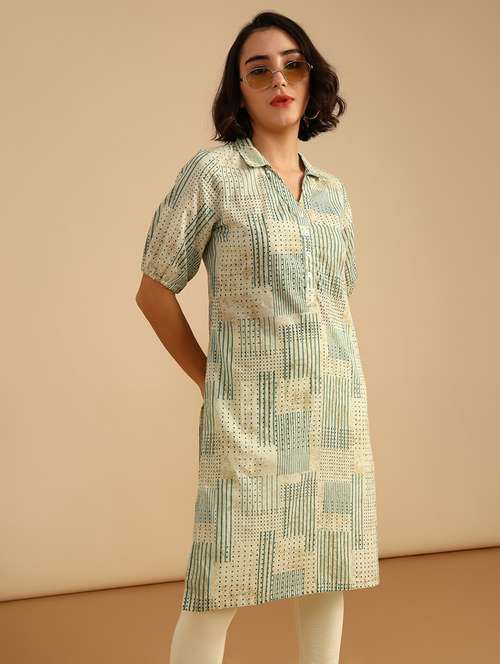 women three quarter sleeve straight kurta - 21985836 -  Standard Image - 0