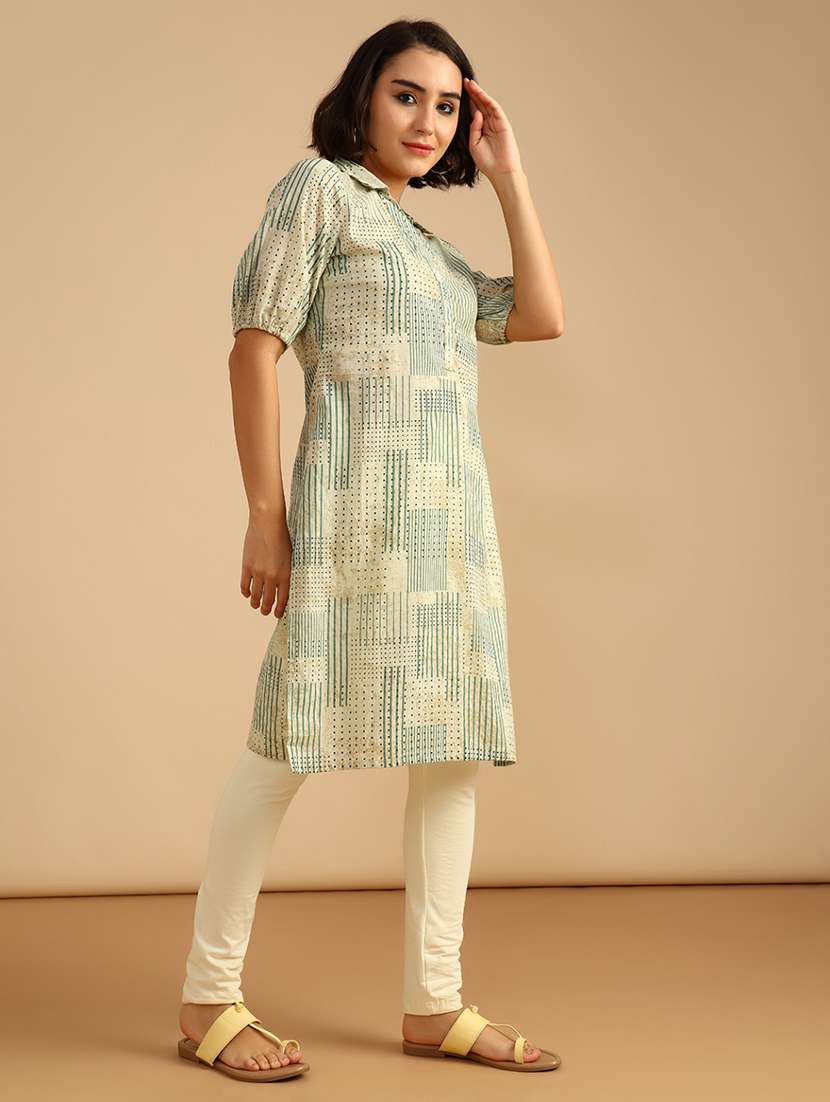 women three quarter sleeve straight kurta - 21985836 -  Standard Image - 3