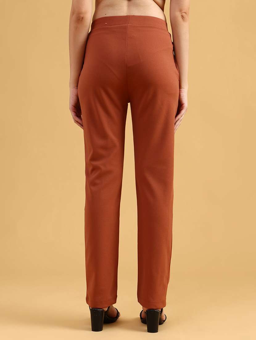 women solid mid rise straight trouser - 21985929 -  Standard Image - 3