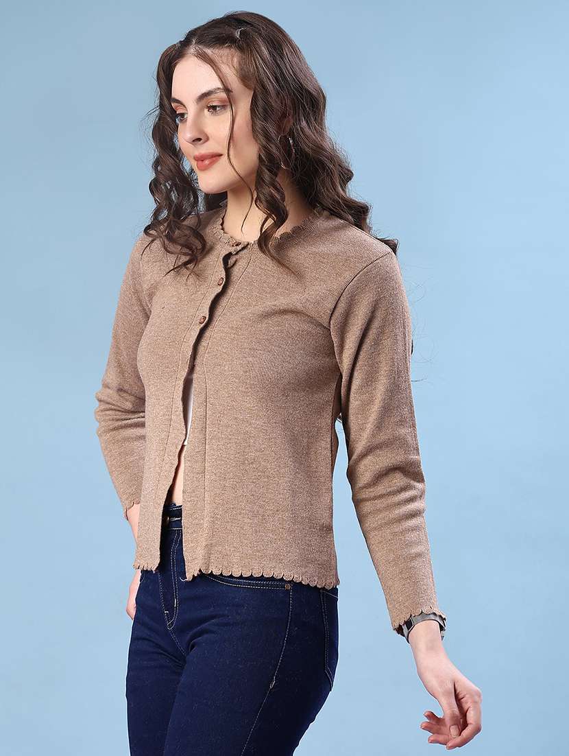 women solid long sleeve cardigan - 21985937 -  Standard Image - 3