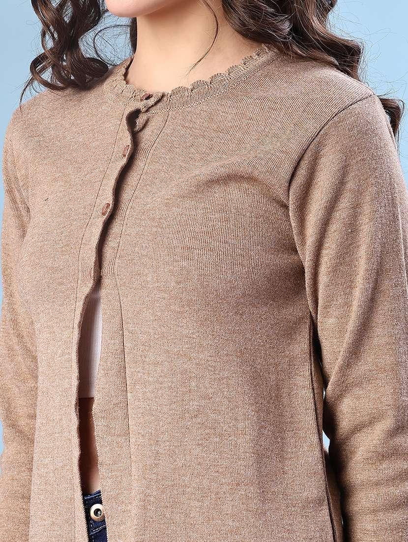 women solid long sleeve cardigan - 21985937 -  Standard Image - 5