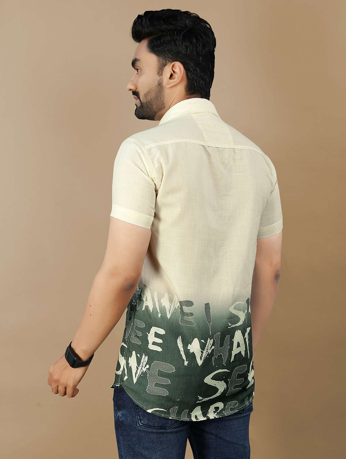 men printed short sleeve collared regular fit shirt - 21985940 -  Standard Image - 3