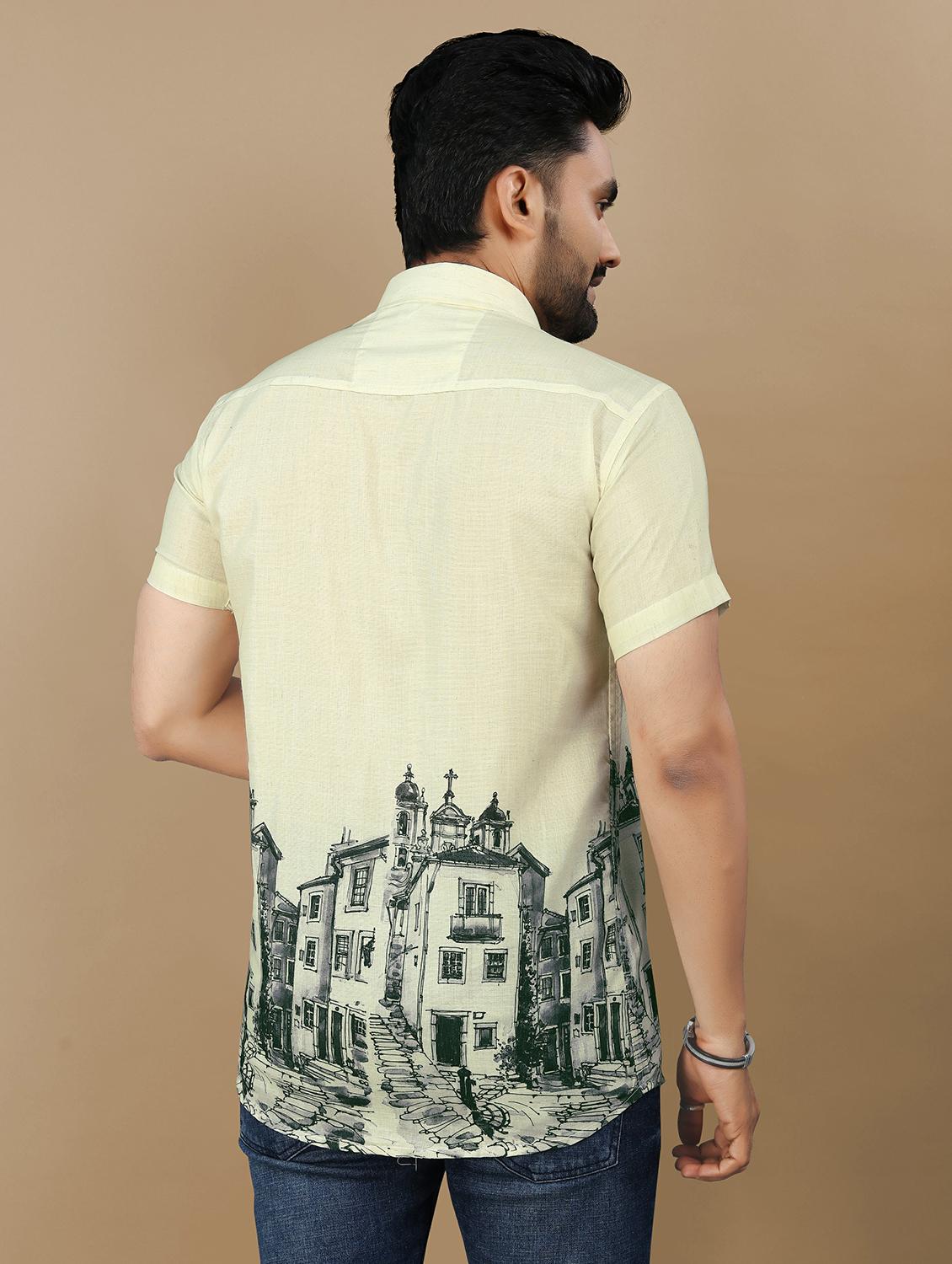 green cotton casual shirt - 21985953 - Standard Image - 3