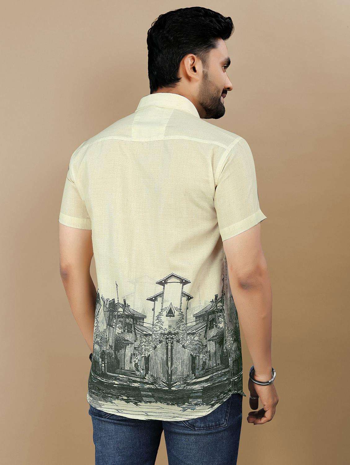 men printed short sleeve regular fit casual shirt - 21985954 - Standard Image - 3