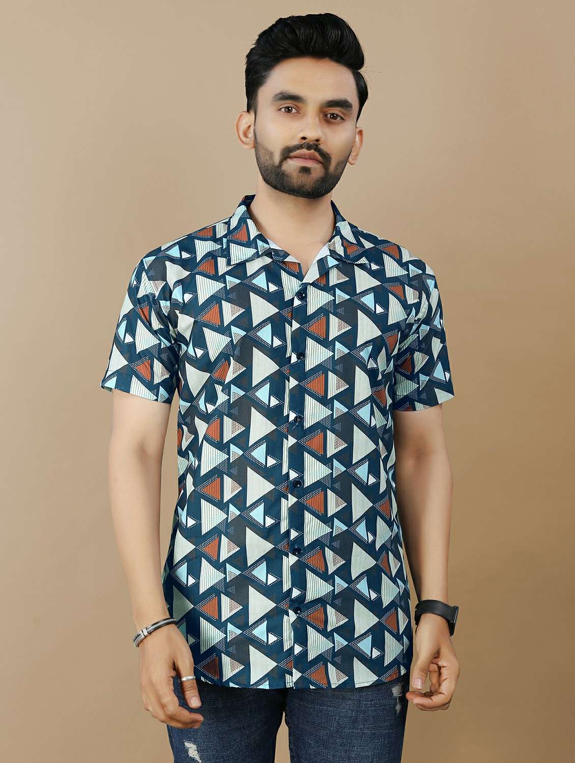 blue cotton casual shirt