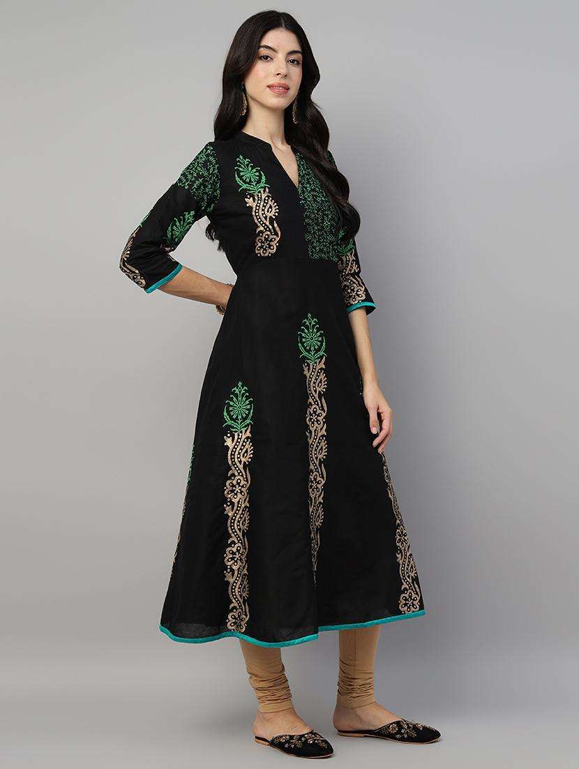 women printed three quarter sleeve anarkali kurta - 21985961 -  Standard Image - 3