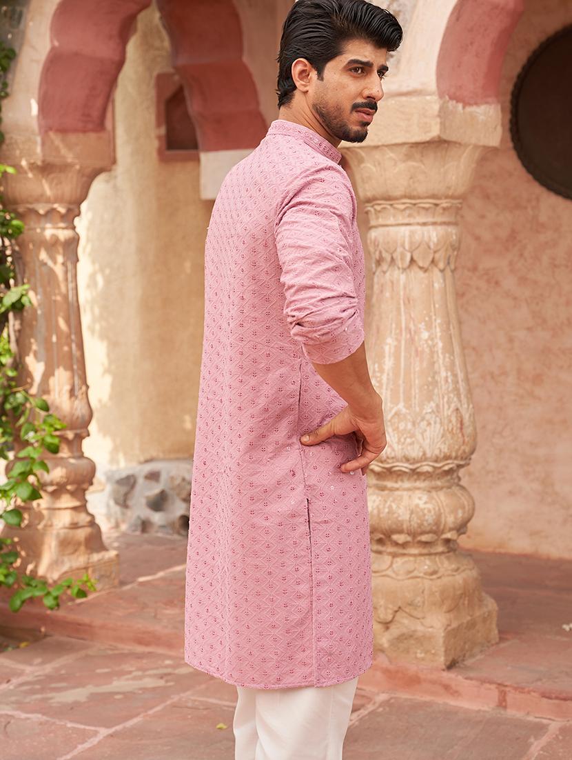 men embroidered long sleeve kurta and pyjama set - 21985990 - Standard Image - 3