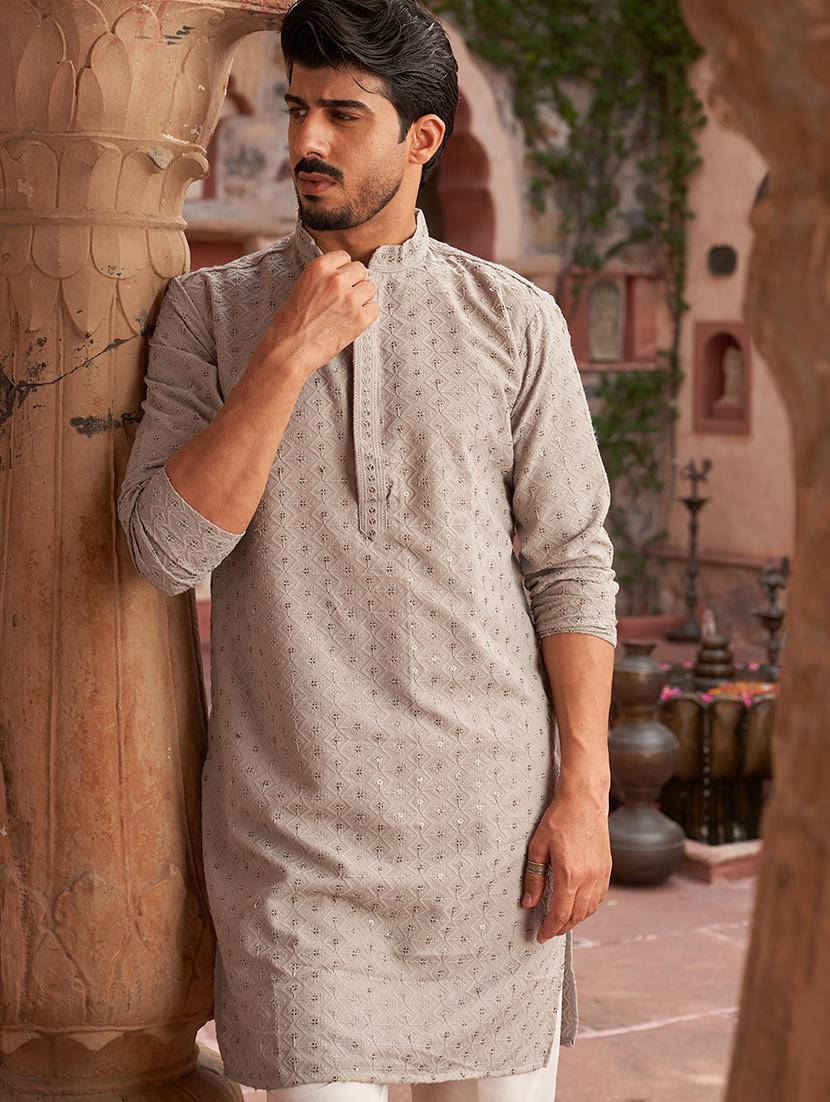 men embroidered long sleeve kurta and pyjama set - 21985991 - Standard Image - 5