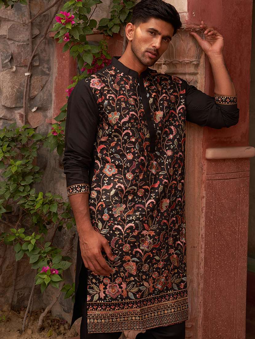 men embroidered long sleeve kurta and pyjama set - 21985994 - Standard Image - 5