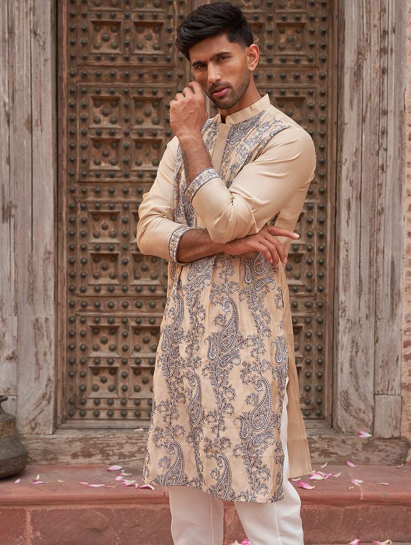 men embroidered long sleeve kurta and pyjama set - 21985995 -  Standard Image - 3