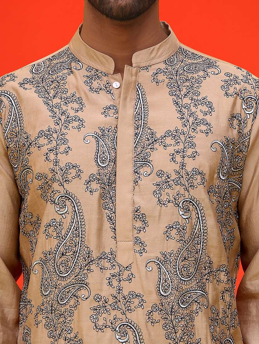 men embroidered long sleeve kurta and pyjama set - 21985995 -  Standard Image - 5