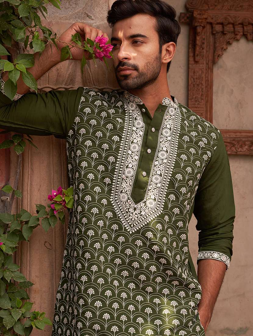 men embroidered long sleeve kurta and pyjama set - 21985999 -  Standard Image - 5