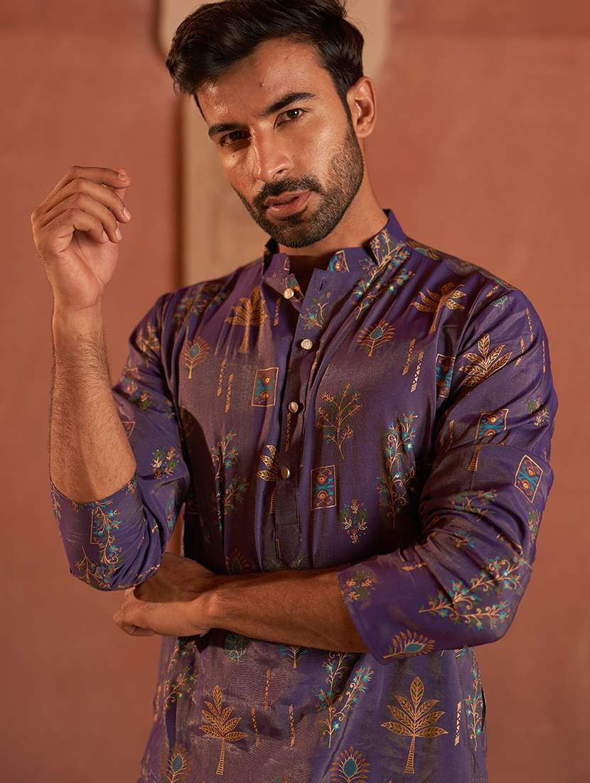 men embroidered mandarin collar kurta and pyjama set - 21986000 -  Standard Image - 5