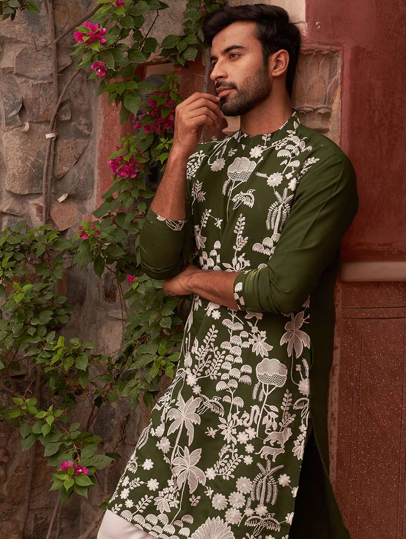 men embroidered long sleeve kurta and pyjama set - 21986001 -  Standard Image - 3