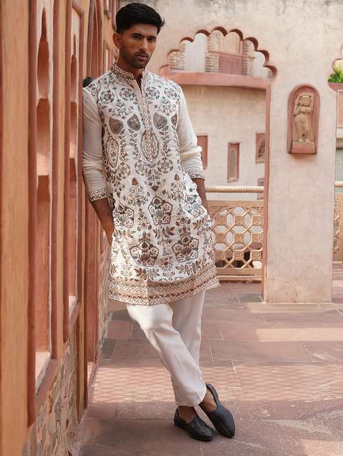 men embroidered long sleeve kurta and pyjama set - 21986002 -  Standard Image - 0