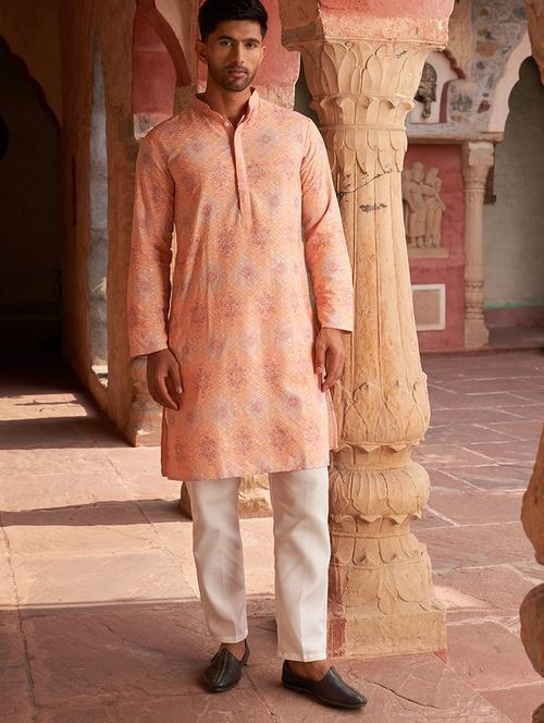 peach rayon kurta pyjama ethnic wear set - 21986009 -  Standard Image - 0