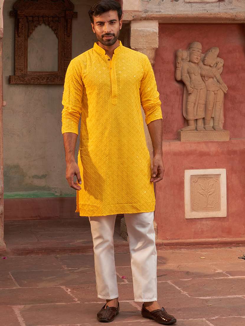yellow rayon kurta pyjama ethnic wear set - 21986011 -  Standard Image - 3