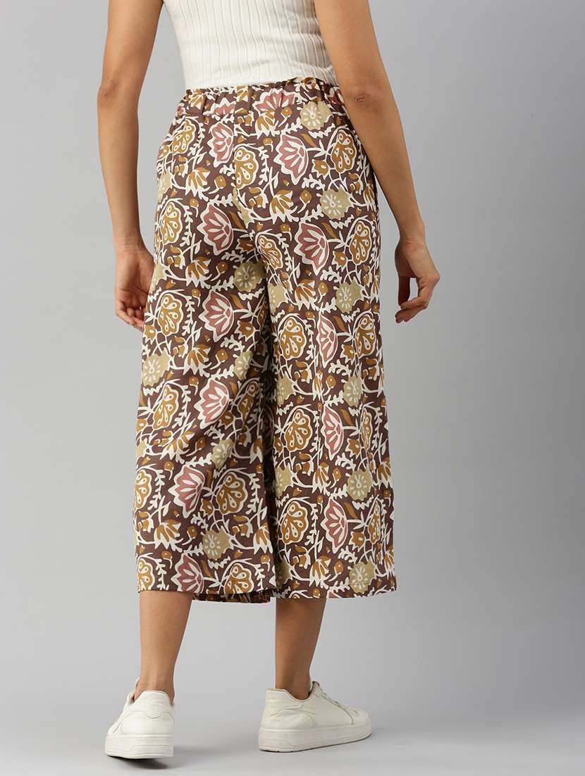 women brown printed mid rise culotte - 21986012 -  Standard Image - 3