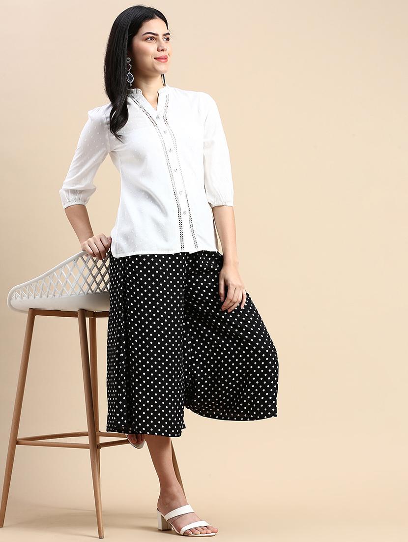 women white mandarin collar regular fit shirt - 21986013 - Standard Image - 3