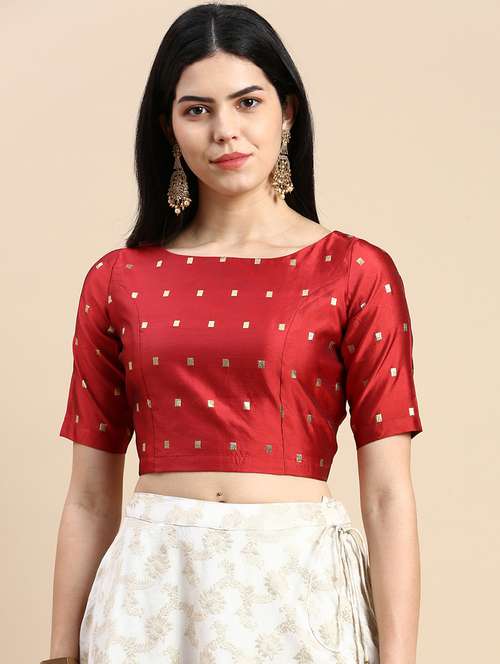 women self design short sleeve stitched blouse - 21986015 - Standard Image - 0