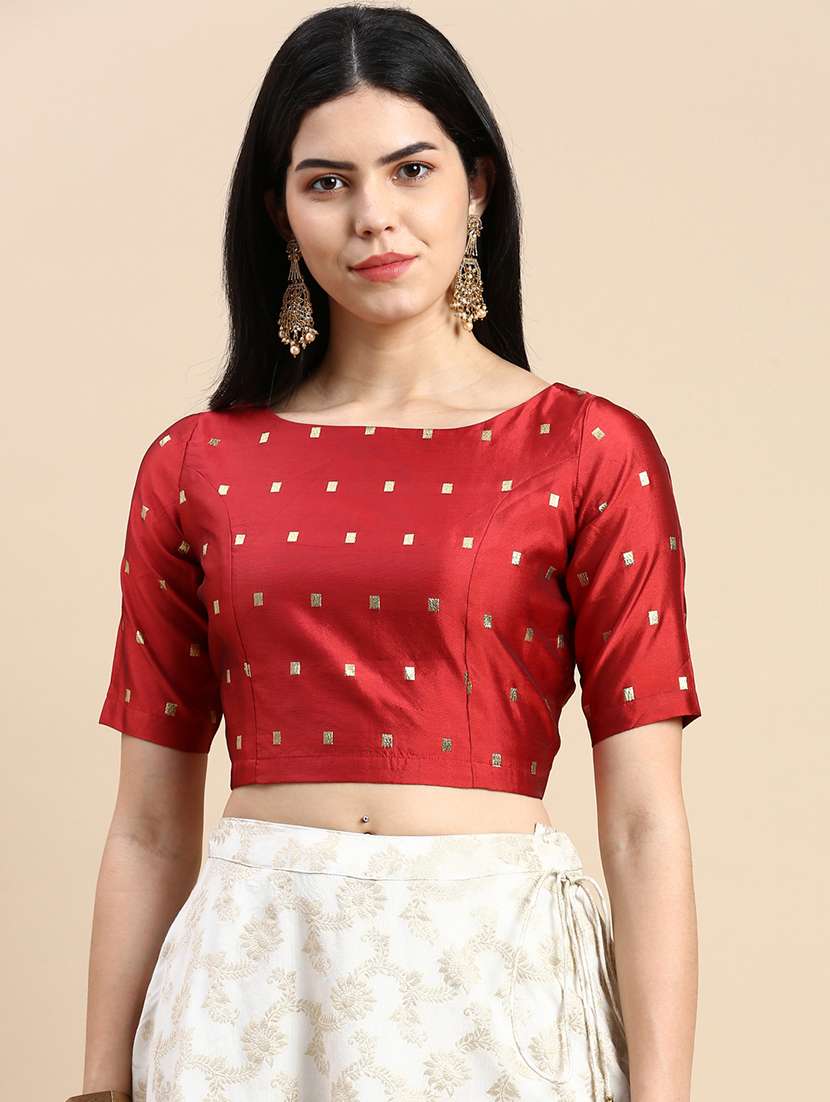 women self design short sleeve stitched blouse - 21986015 - Zoom Image - 0