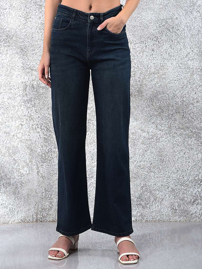 women solid mid rise mom fit jean
