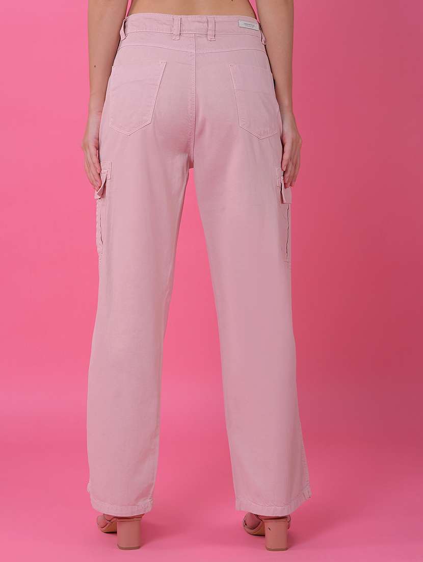 women solid high rise relaxed fit cargo - 21986053 -  Standard Image - 3