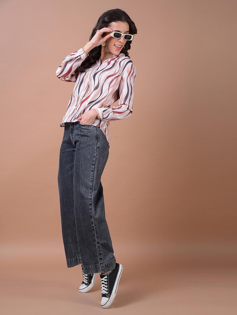 women printed long sleeve collared shirt - 21986070 - Standard Image - 5