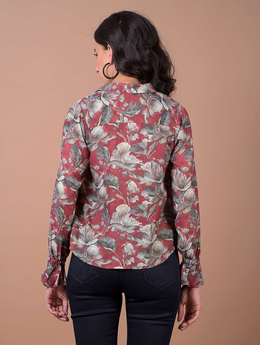 women printed long sleeve collared shirt - 21986073 -  Standard Image - 3