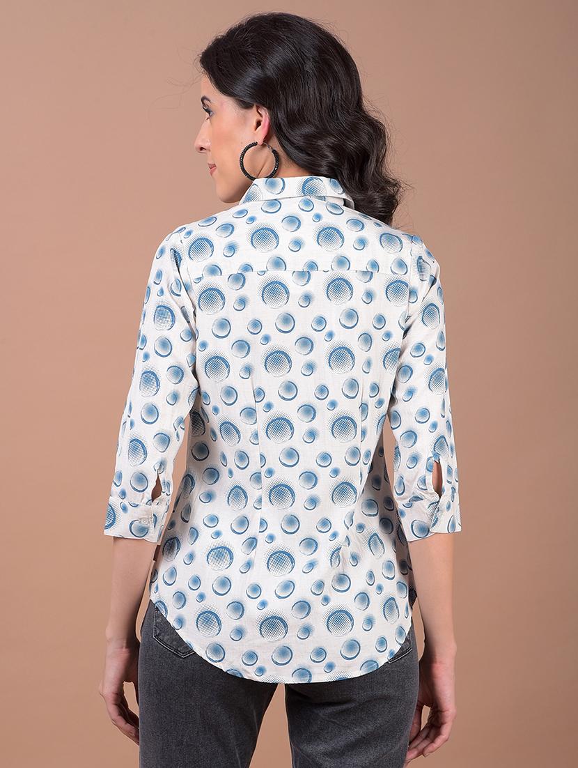 women printed three quarter sleeve collared shirt - 21986074 - Standard Image - 3