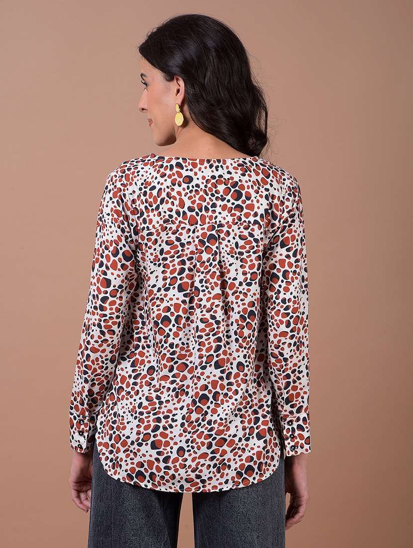 women printed long sleeve lapel collared shirt - 21986076 -  Standard Image - 3