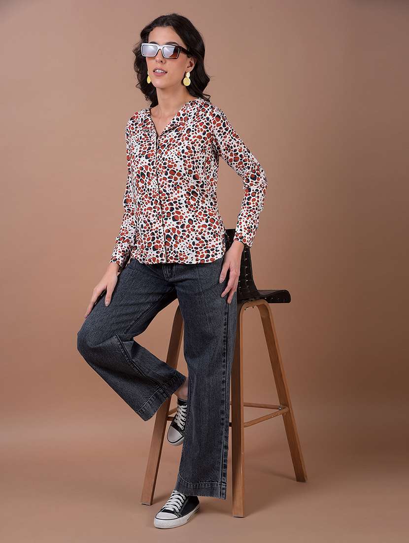 women printed long sleeve lapel collared shirt - 21986076 -  Standard Image - 5