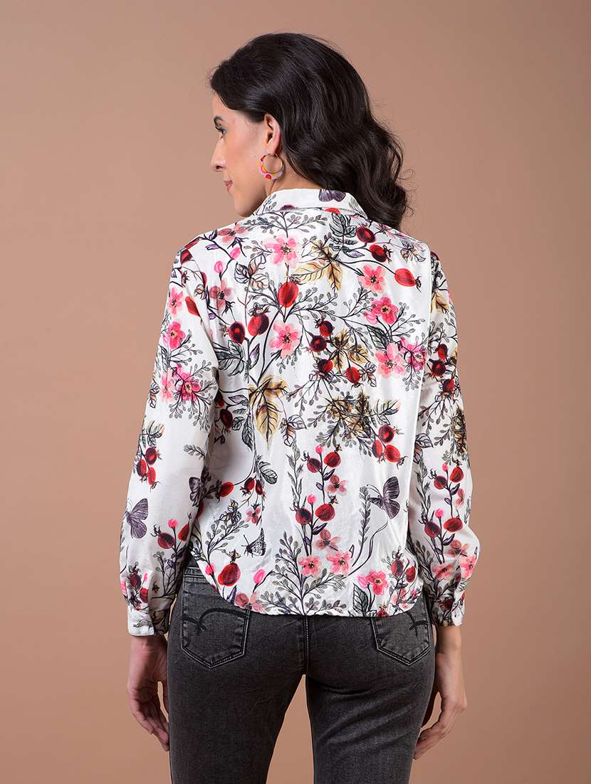 women printed long sleeve collared shirt - 21986081 -  Standard Image - 3