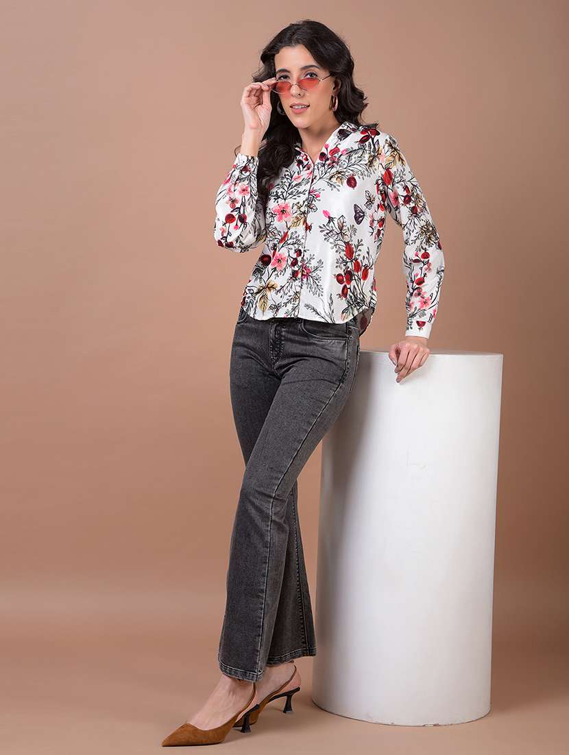 women printed long sleeve collared shirt - 21986081 -  Standard Image - 5