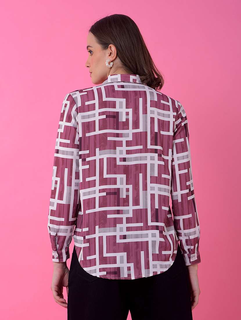 women printed long sleeve collared shirt - 21986089 -  Standard Image - 3