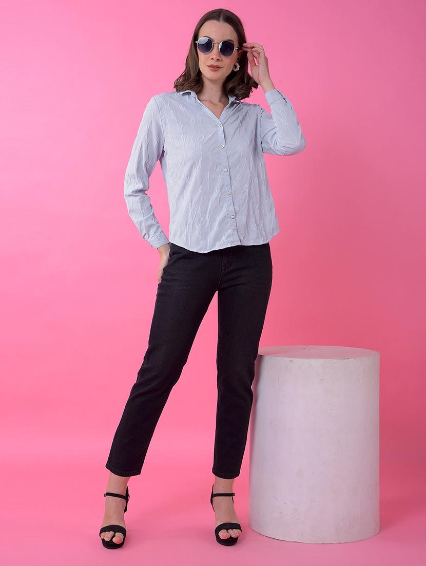women self designed collared long sleeve shirt - 21986090 - Standard Image - 5