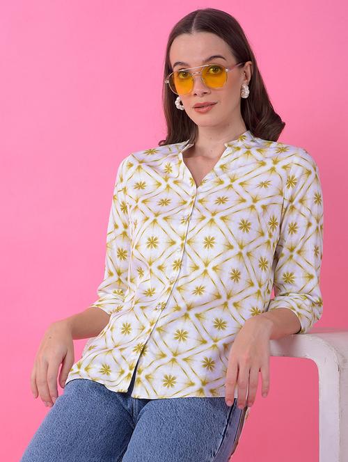 women printed three quarter sleeve shirt - 21986106 -  Standard Image - 0