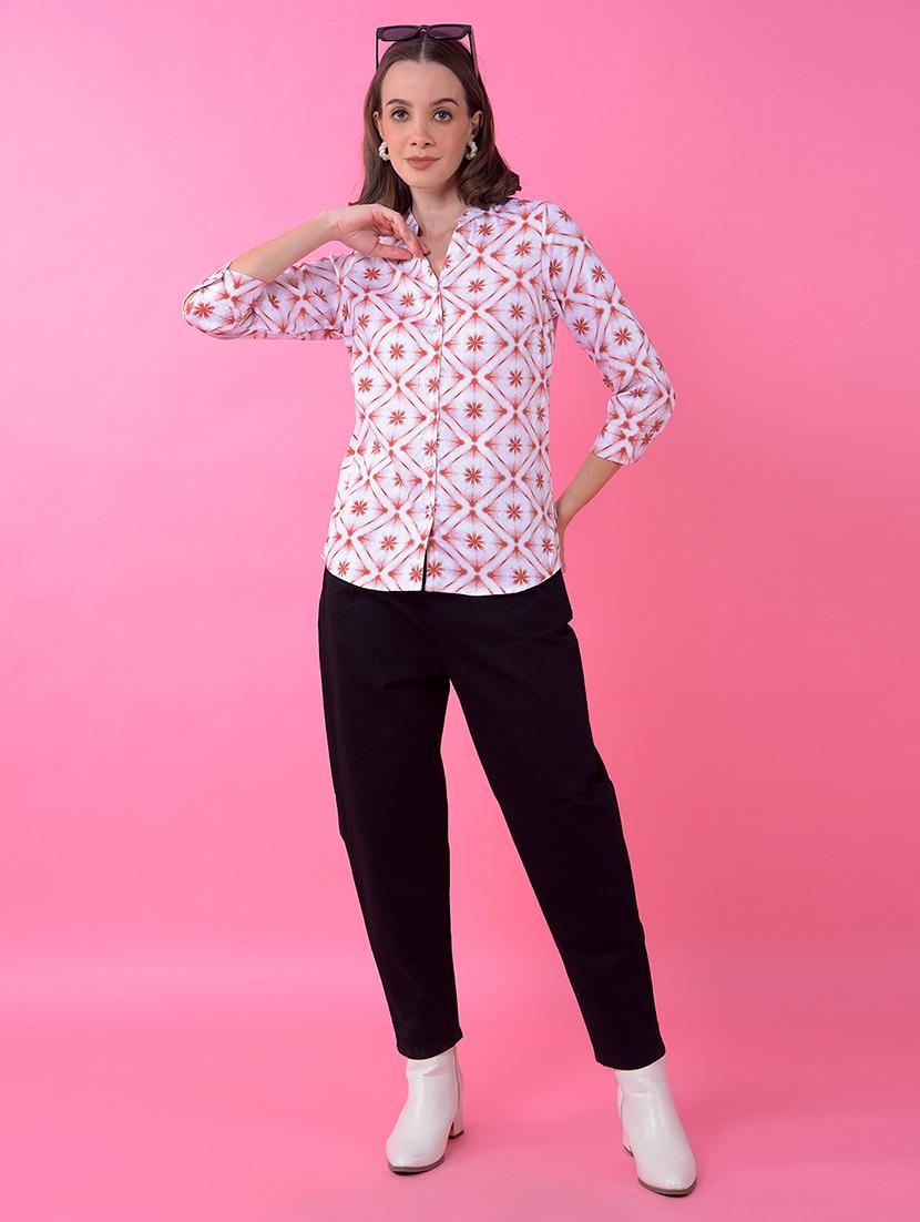women printed three quarter sleeve shirt - 21986107 - Standard Image - 5