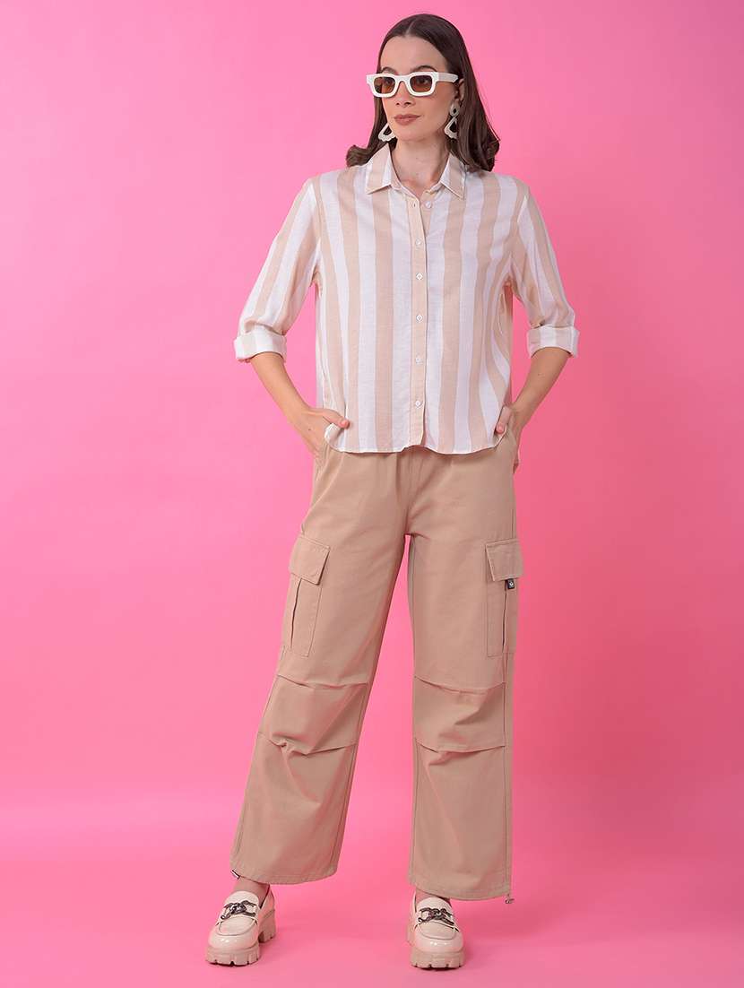women striped collared long sleeve shirt  - 21986117 -  Standard Image - 5