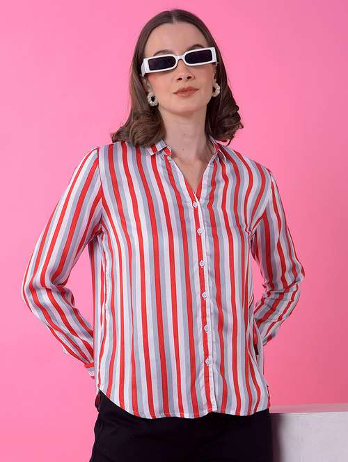 women striped collared long sleeve shirt  - 21986121 -  Standard Image - 0