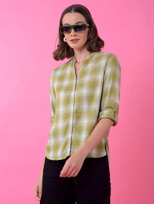 women checkered long sleeve shirt - 21986125 - Standard Image - 0