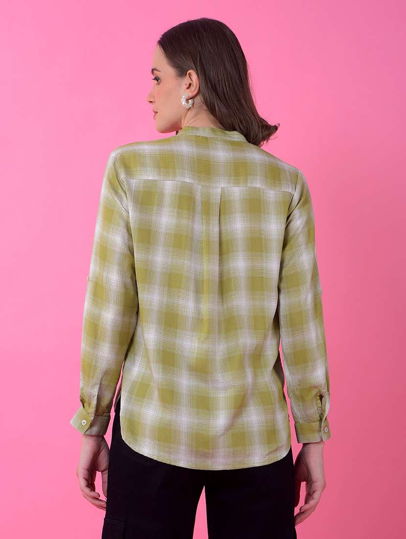 women checkered long sleeve shirt - 21986125 - Standard Image - 3