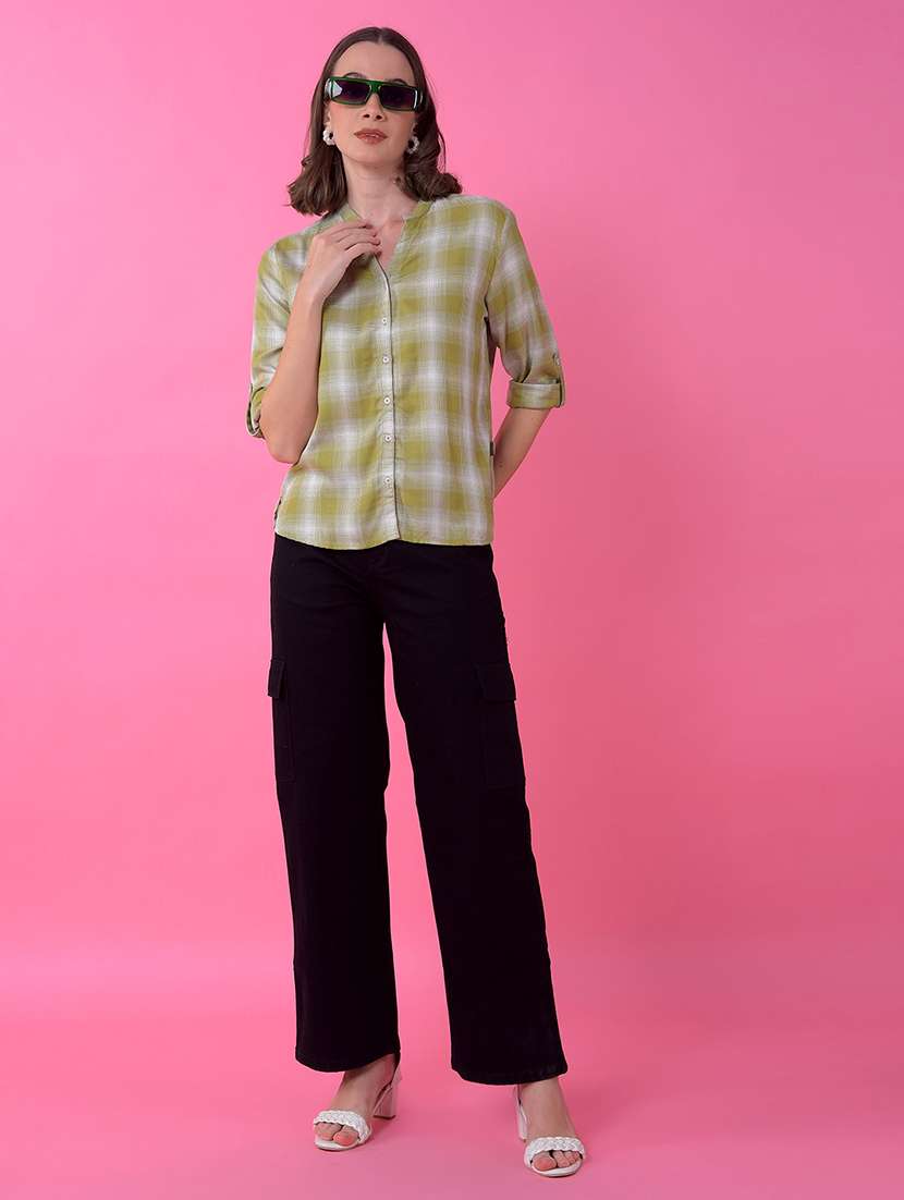 women checkered long sleeve shirt - 21986125 - Standard Image - 5