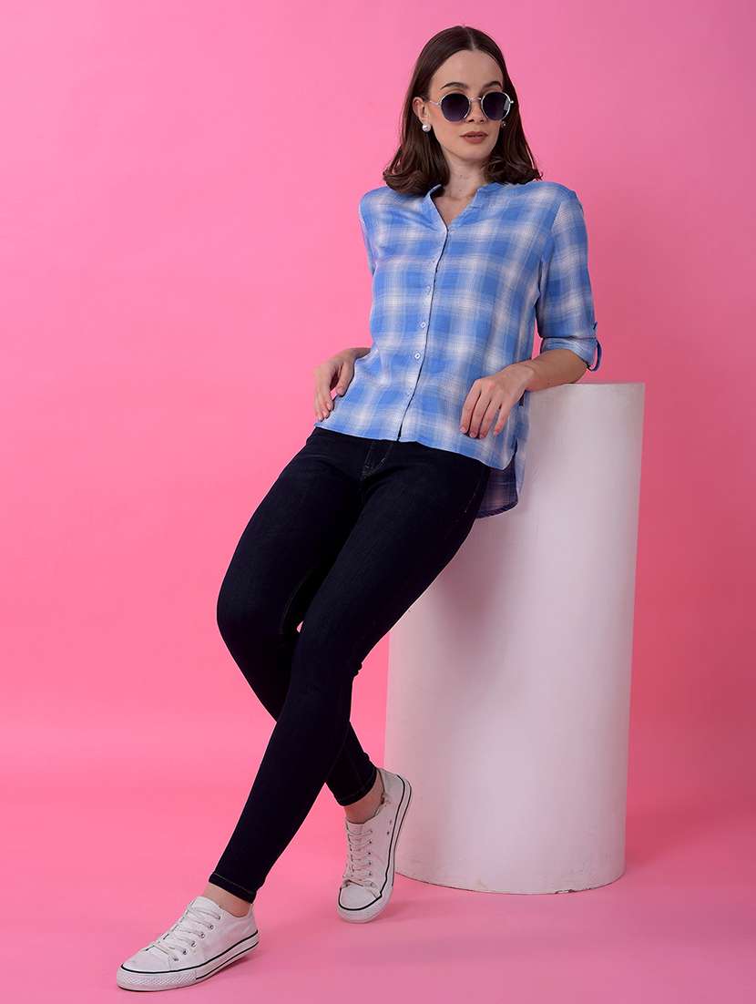 women checkered long sleeve shirt - 21986126 - Standard Image - 5
