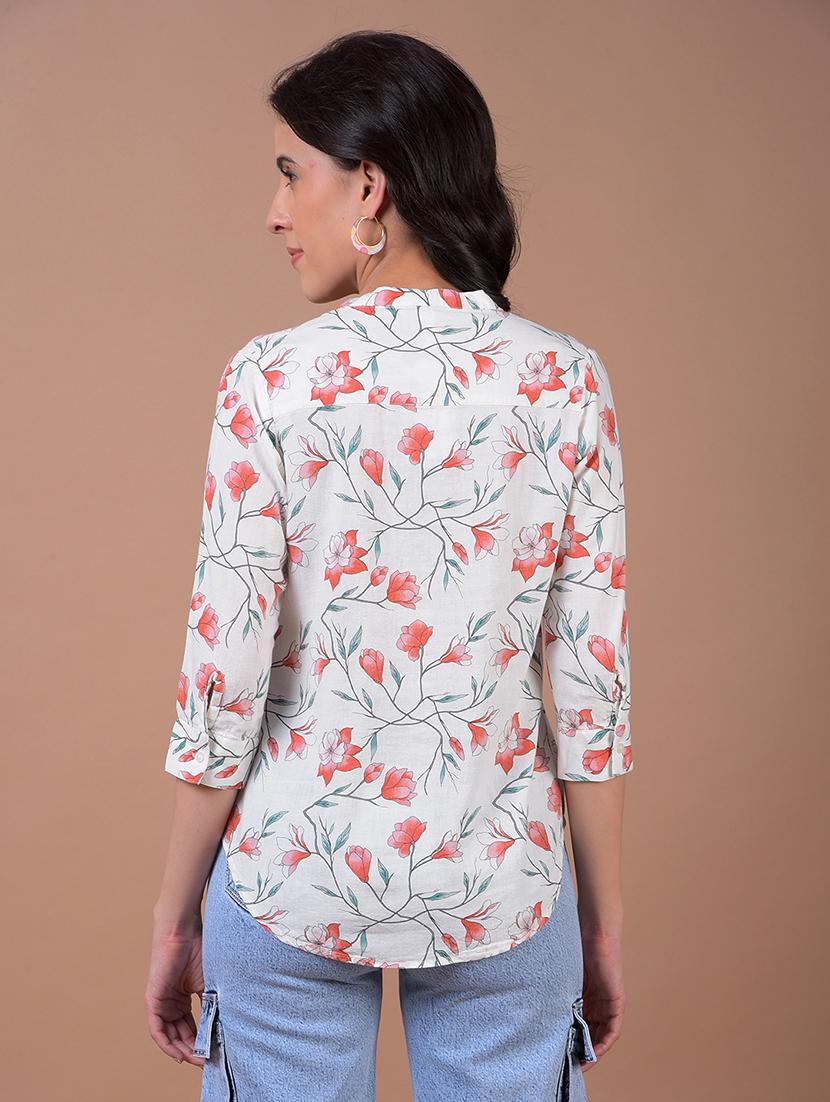 women floral print three quarter sleeve regular top - 21986130 - Standard Image - 3