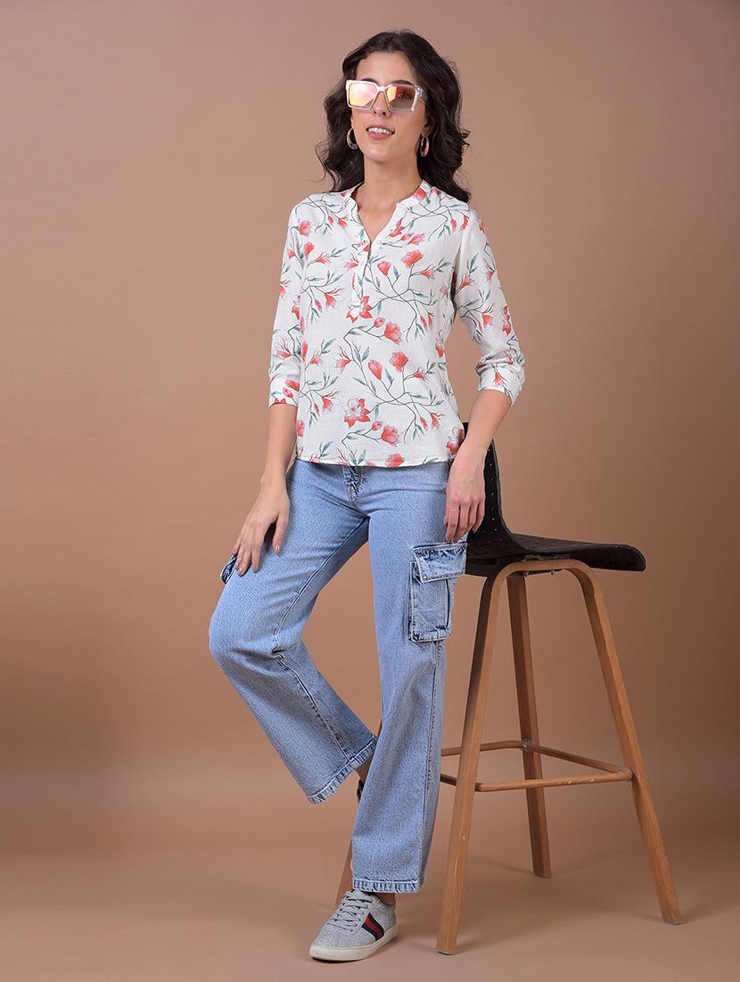 women floral print three quarter sleeve regular top - 21986130 - Standard Image - 5