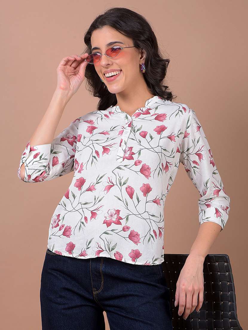 women floral print three quarter sleeve regular top - 21986131 -  Zoom Image - 0
