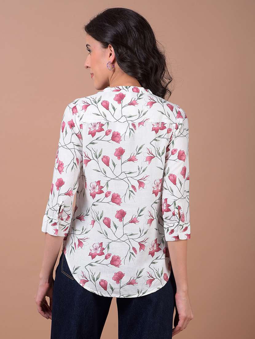 women floral print three quarter sleeve regular top - 21986131 - Standard Image - 3