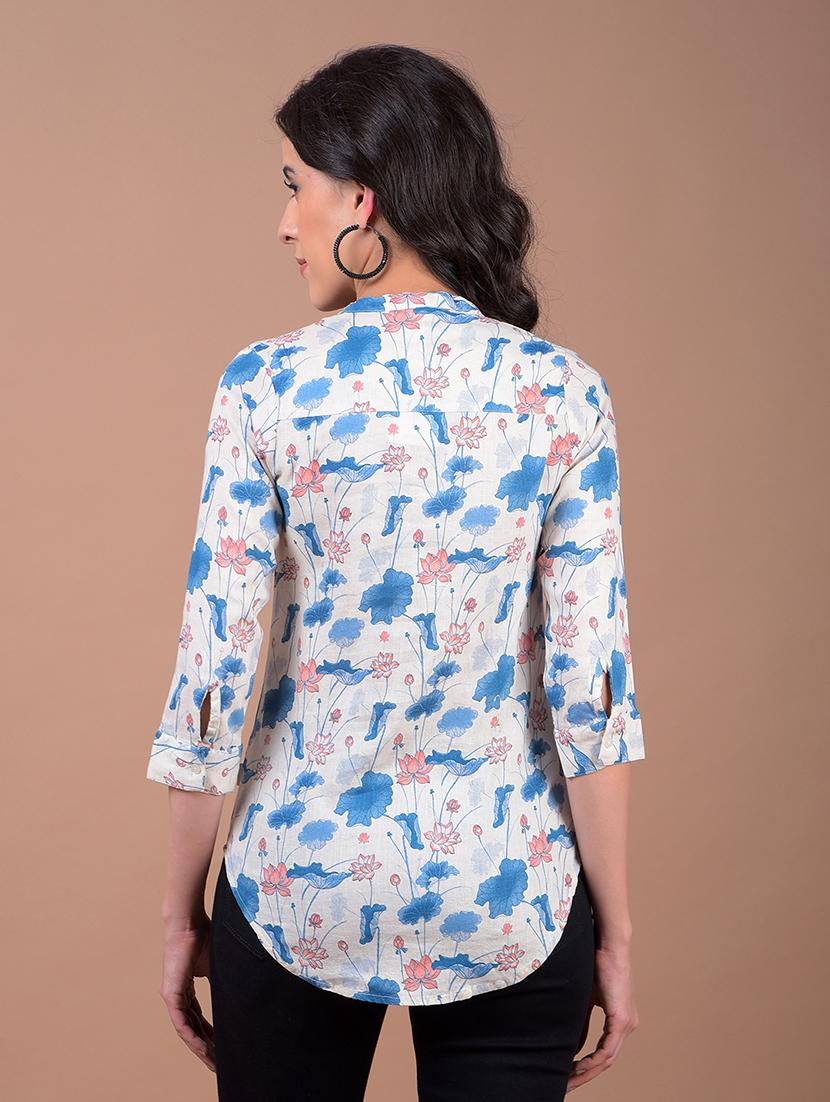 women floral print three quarter sleeve regular top - 21986135 - Standard Image - 3