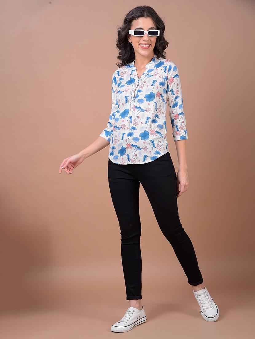 women floral print three quarter sleeve regular top - 21986135 - Standard Image - 5